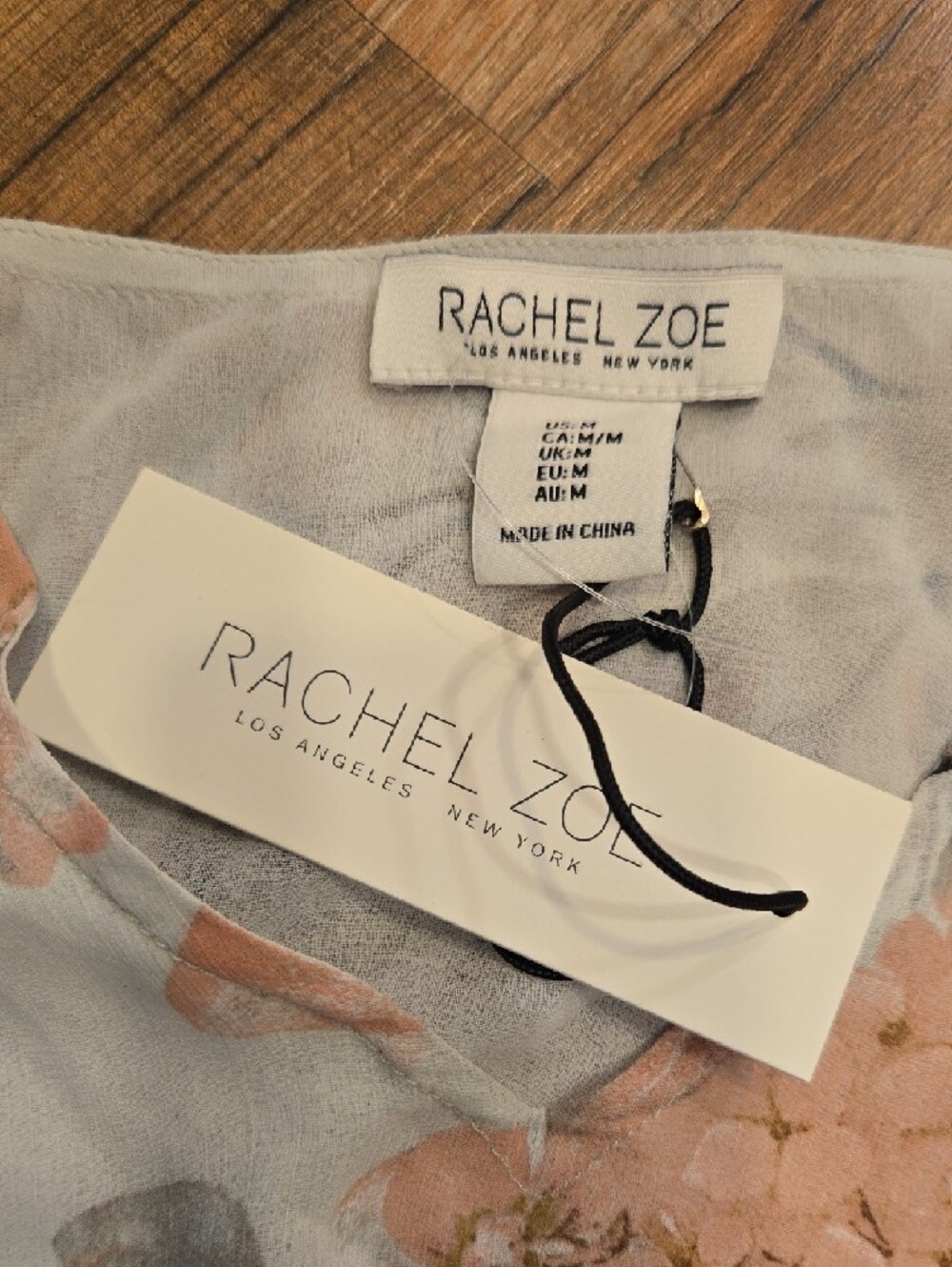 Rachel Zoe Peach Floral Smocked Waist Blouse - Picture 2 of 3